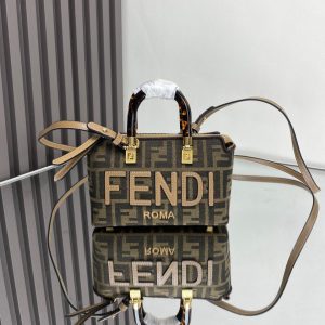 BY THE WAY MINI 18 IN SOYA BEAN JACQUARD FABRIC AND BROWN CALFSKIN TRIM