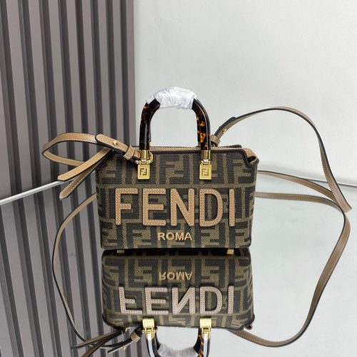 img_77125233_20240406_i1712383940_3508_1_jpg BY THE WAY MINI 18 IN SOYA BEAN JACQUARD FABRIC AND BROWN CALFSKIN TRIM