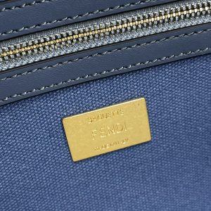 Fendi Baguette Blue Canvas Bag 27 with FF Embroidery Ghw