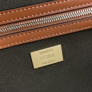 Fendi Baguette Green Canvas Bag 27 with FF Embroidery Ghw