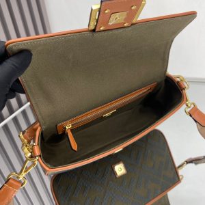 Fendi Baguette Green Canvas Bag 27 with FF Embroidery Ghw