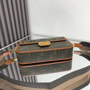 Fendi Baguette Green Canvas Bag 27 with FF Embroidery Ghw