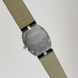 Baignoire 28mm Silver Diamond Case Black Silk Leather