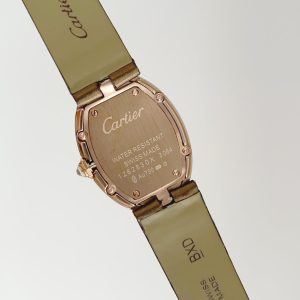 Baignoire 28mm Pink Gold Diamond Case Black Silk Leather