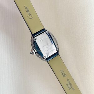 Baignoire Silver Diamond Case Black Leather Strap