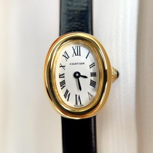 Baignoire Gold Case Black Leather Strap