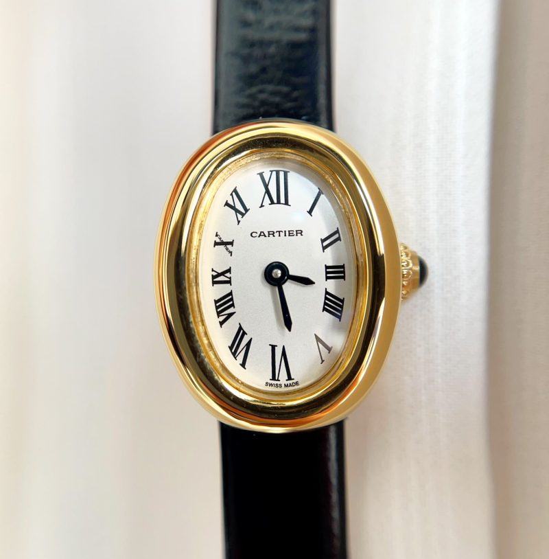 Baignoire Gold Case Black Leather Strap