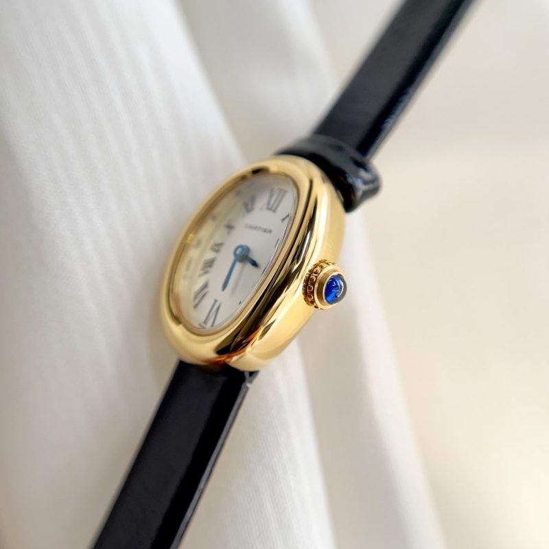 Baignoire Gold Case Black Leather Strap
