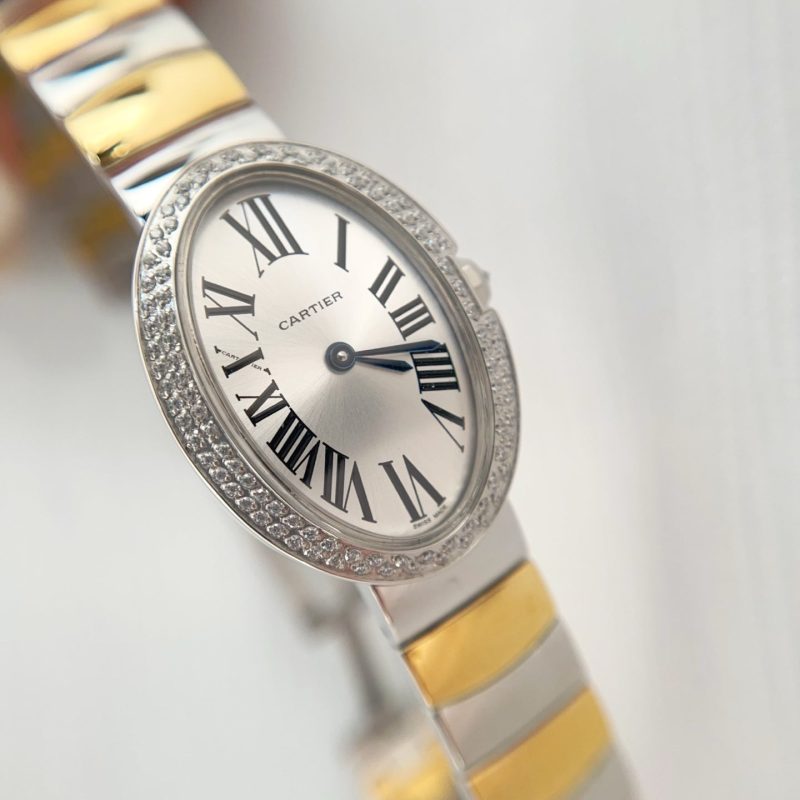 Baignoire 23mm Tow-Tone Yellow Gold Double Row Diamond Bezel