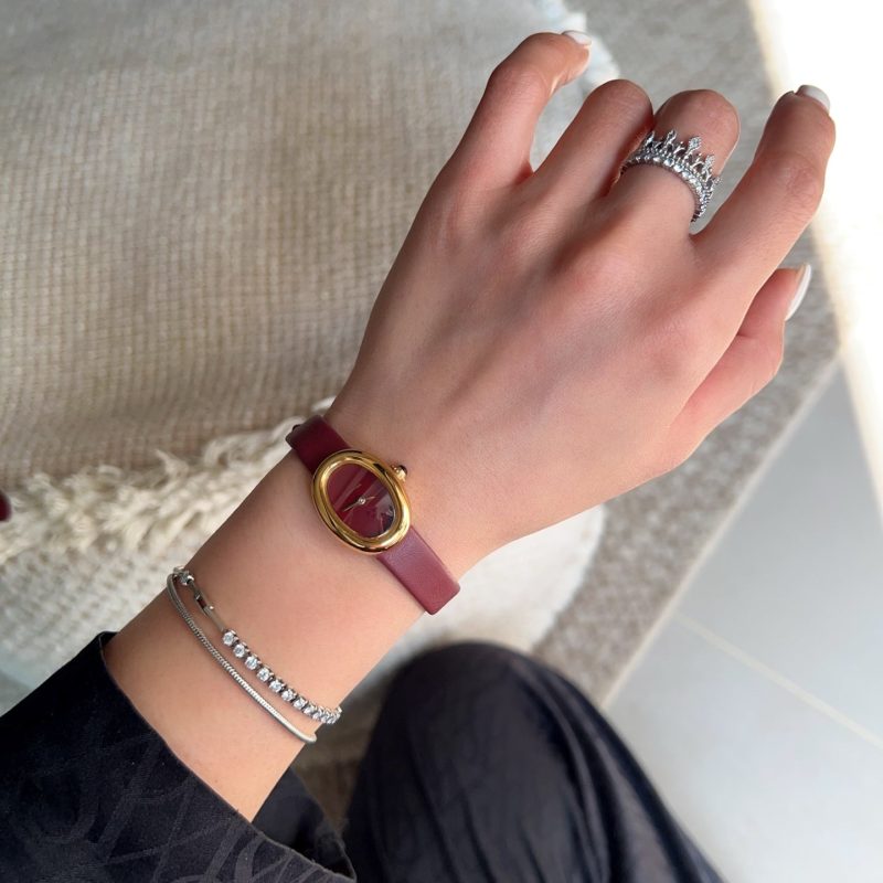 Baignoire Gold Case Red Leather Red Dial