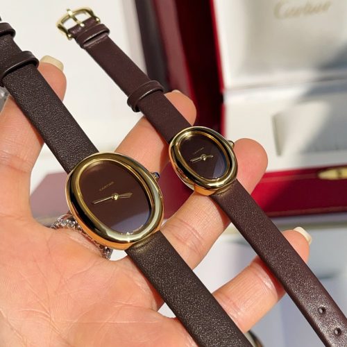 Baignoire Gold Case Burgundy Leather Burgundy Dial