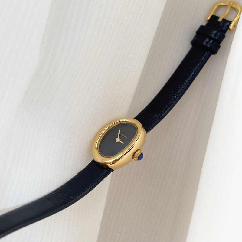Baignoire Gold Case Black Leather Black Dial