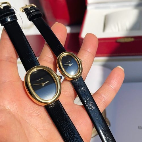 Baignoire Gold Case Black Leather Black Dial