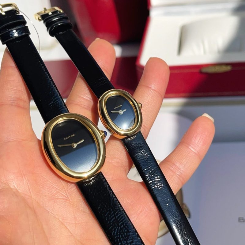 Baignoire Gold Case Black Leather Black Dial