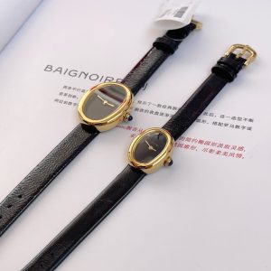 Baignoire Gold Case Black Leather Black Dial