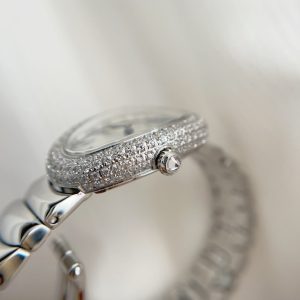 Baignoire Stainless Steel White Dial Diamond Bezel