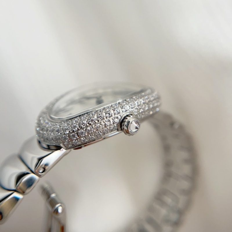 Baignoire Stainless Steel White Dial Diamond Bezel