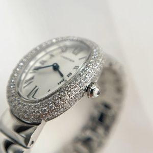 Baignoire Stainless Steel White Dial Diamond Bezel