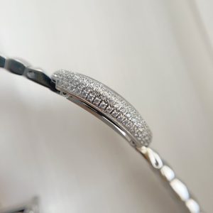 Baignoire Stainless Steel White Dial Diamond Bezel