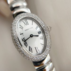 Baignoire Stainless Steel White Dial Diamond Bezel