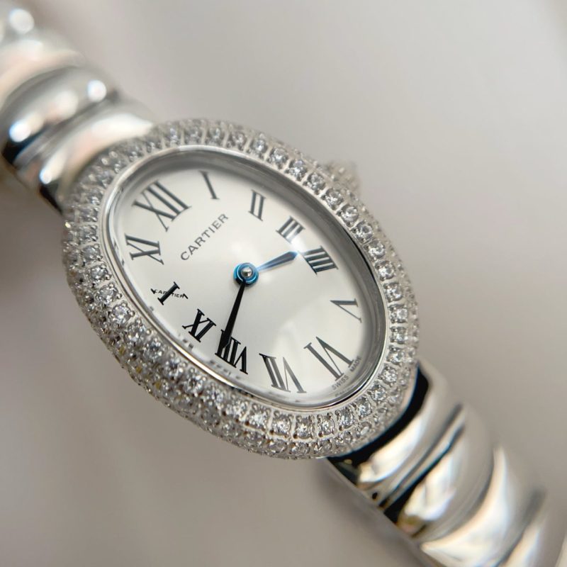 Baignoire Stainless Steel White Dial Diamond Bezel