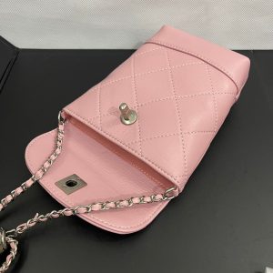 CC Phone Holder Bag 17cm Pink Lambskin