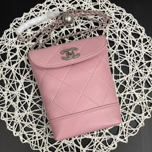 CC Phone Holder Bag 17cm Pink Lambskin
