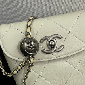 CC Phone Holder Bag 17cm Ivory Lambskin