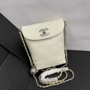 CC Phone Holder Bag 17cm Ivory Lambskin