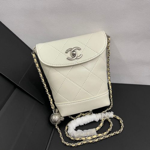 CC Phone Holder Bag 17cm Ivory Lambskin