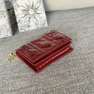 CD Caro 11cm Compact Wallet Shiny Red Calfskin