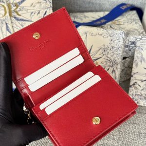CD Caro 11cm Compact Wallet Shiny Red Calfskin