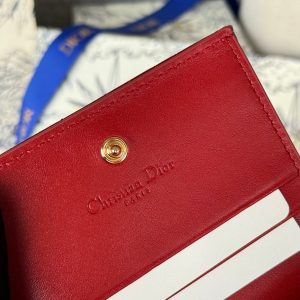 CD Caro 11cm Compact Wallet Shiny Red Calfskin