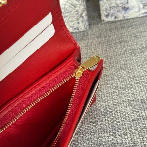 CD Caro 11cm Compact Wallet Shiny Red Calfskin