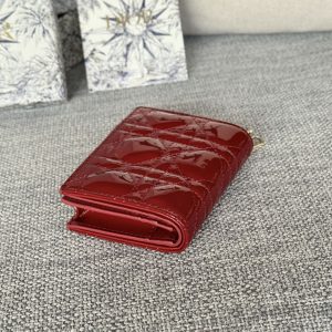 CD Caro 11cm Compact Wallet Shiny Red Calfskin