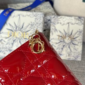 CD Caro 11cm Compact Wallet Shiny Red Calfskin