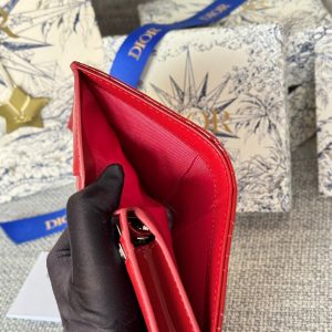 CD Caro 11cm Compact Wallet Shiny Red Calfskin