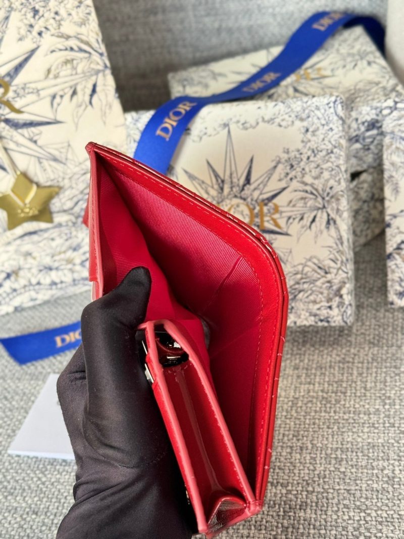 CD Caro 11cm Compact Wallet Shiny Red Calfskin