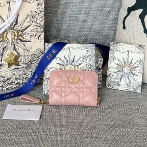img_80e46a01_20231227_i1703672588_6539_0_jpg CD Logo Caro 11cm Compact Wallet Pink Calfskin