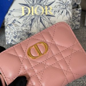 img_80e46a01_20231227_i1703672588_8772_0_jpg CD Logo Caro 11cm Compact Wallet Pink Calfskin