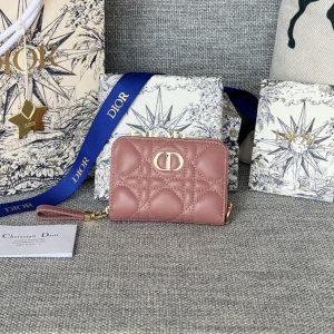 img_80e46a01_20231227_i1703672698_4372_0_jpg CD Logo Caro 11cm Compact Wallet Dark Pink Calfskin