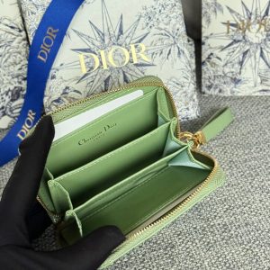 CD Logo Caro 11cm Compact Wallet Shiny Green Calfskin