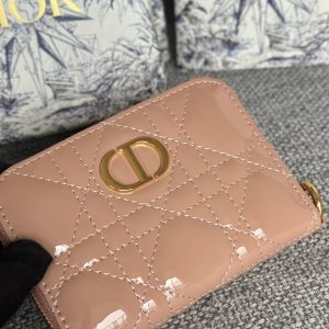 img_80e46a01_20240420_i1713609556_2075_3_jpg CD Logo Caro 11cm Compact Wallet Shiny Dark Beige Calfskin