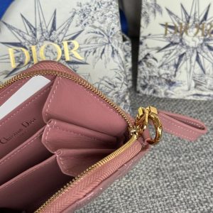 CD Logo Caro 11cm Compact Wallet Shiny Pink Calfskin