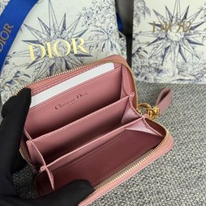 CD Logo Caro 11cm Compact Wallet Shiny Pink Calfskin