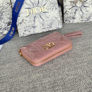 CD Logo Caro 11cm Compact Wallet Shiny Pink Calfskin