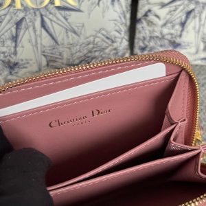 CD Logo Caro 11cm Compact Wallet Shiny Pink Calfskin