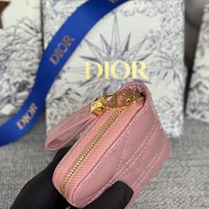 CD Logo Caro 11cm Compact Wallet Shiny Pink Calfskin