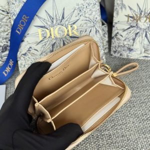 CD Logo Caro 11cm Compact Wallet Shiny Beige Calfskin