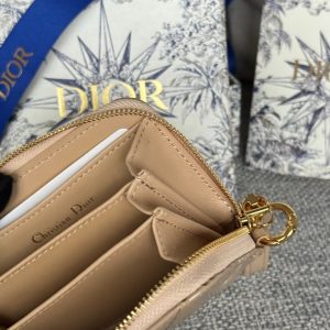 CD Logo Caro 11cm Compact Wallet Shiny Beige Calfskin